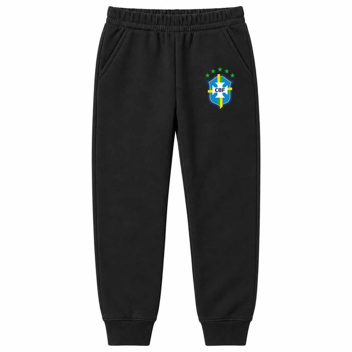 Brazil National Soccer Team youth jogger sweatpants, Black, Youth Large ages 10–12