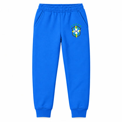 Brazil National Soccer Team youth jogger sweatpants, Blue, Youth Large ages 10–12