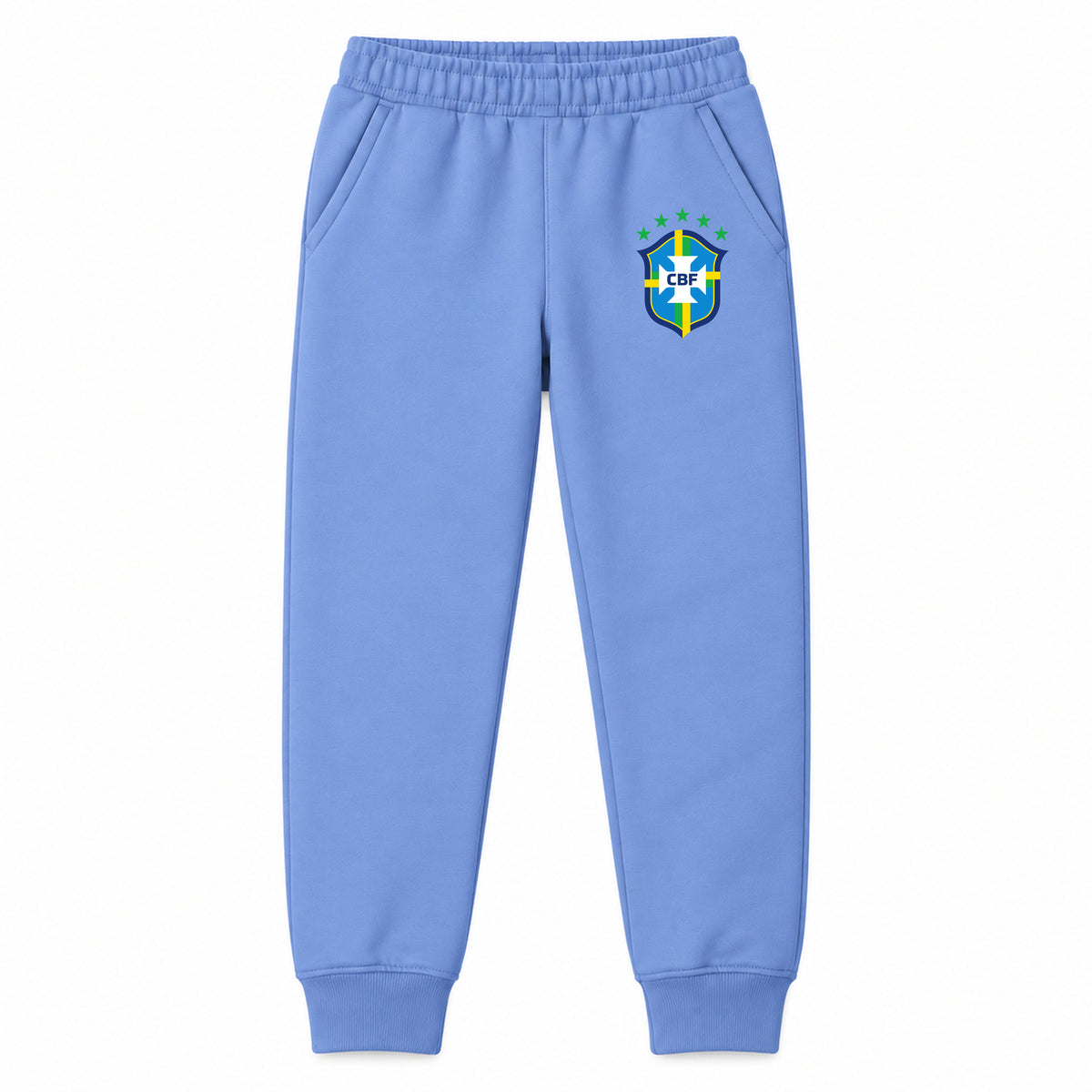 Brazil National Soccer Team youth jogger sweatpants, Carolina Blue, Youth Large ages 10–12