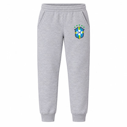 Brazil National Soccer Team youth jogger sweatpants, Grey, Youth Large ages 10–12