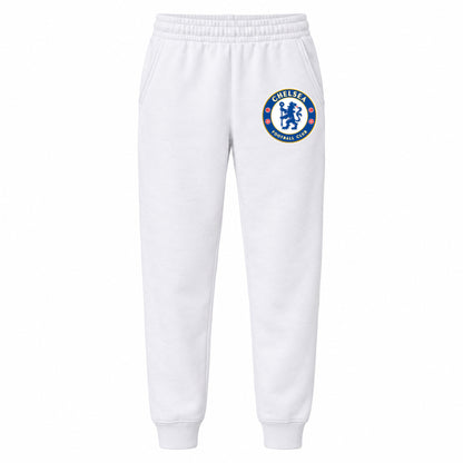 Chelsea Soccer youth jogger sweatpants, White, Youth Large ages 10–12