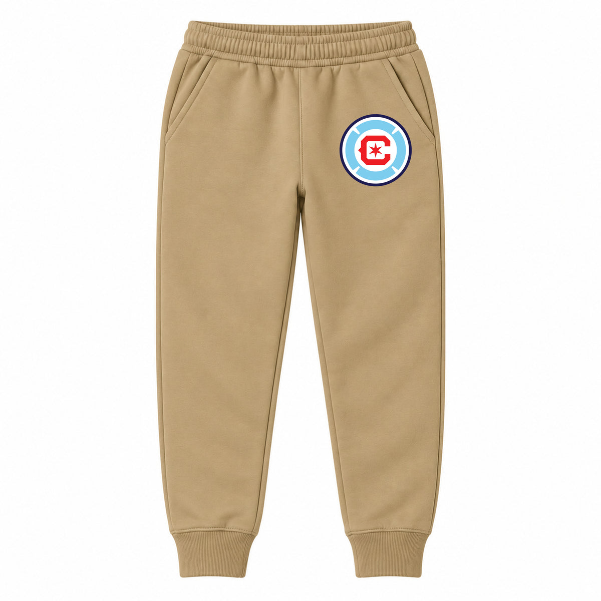 Chicago Fire Soccer youth jogger sweatpants, Khaki, Youth Large ages 10–12