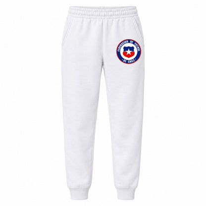 Chile National Soccer Team youth jogger sweatpants, White, Youth Large ages 10–12
