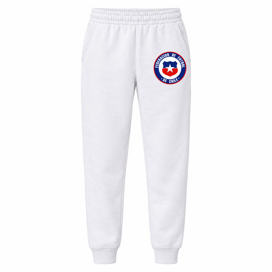 Chile National Soccer Team youth jogger sweatpants, White, Youth Large ages 10–12