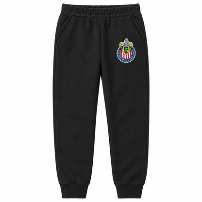 Chivas Football Club youth jogger sweatpants, Black, Youth Large ages 10–12