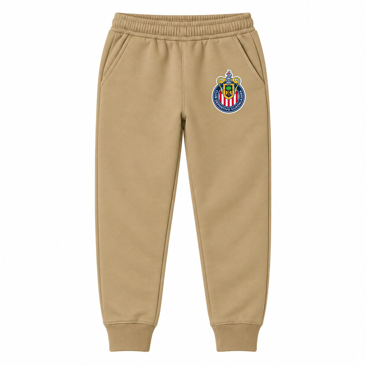 Chivas Football Club youth jogger sweatpants, Khaki, Youth Large ages 10–12