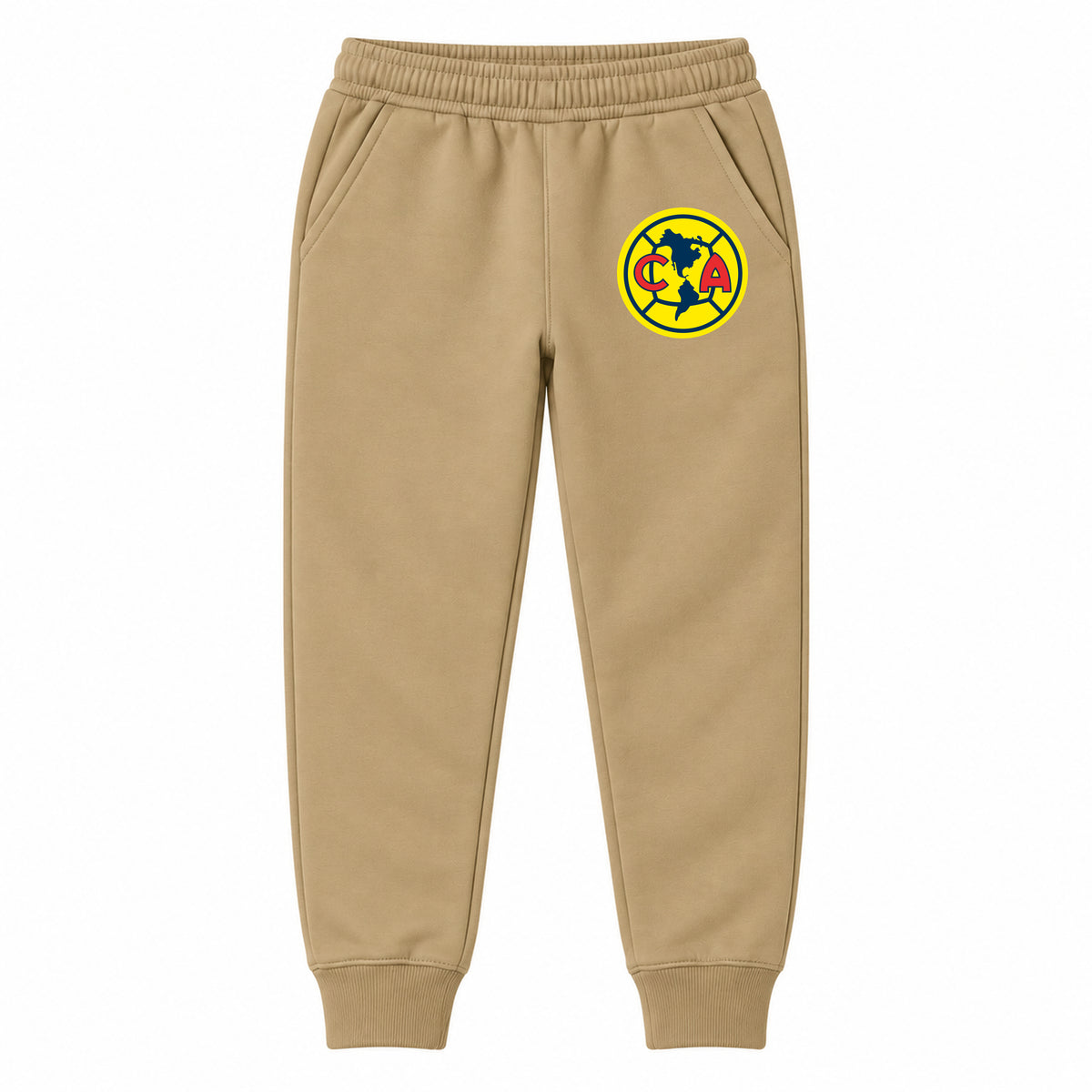 Club America Football youth jogger sweatpants, Khaki, Youth Large ages 10–12