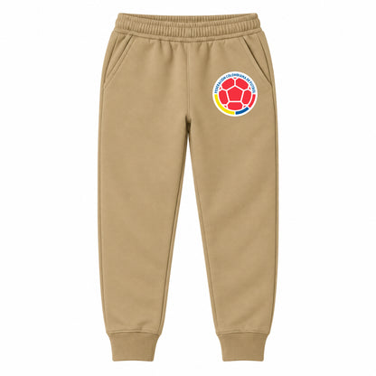 Colombia National Soccer Team youth jogger sweatpants, Khaki, Youth Large ages 10–12