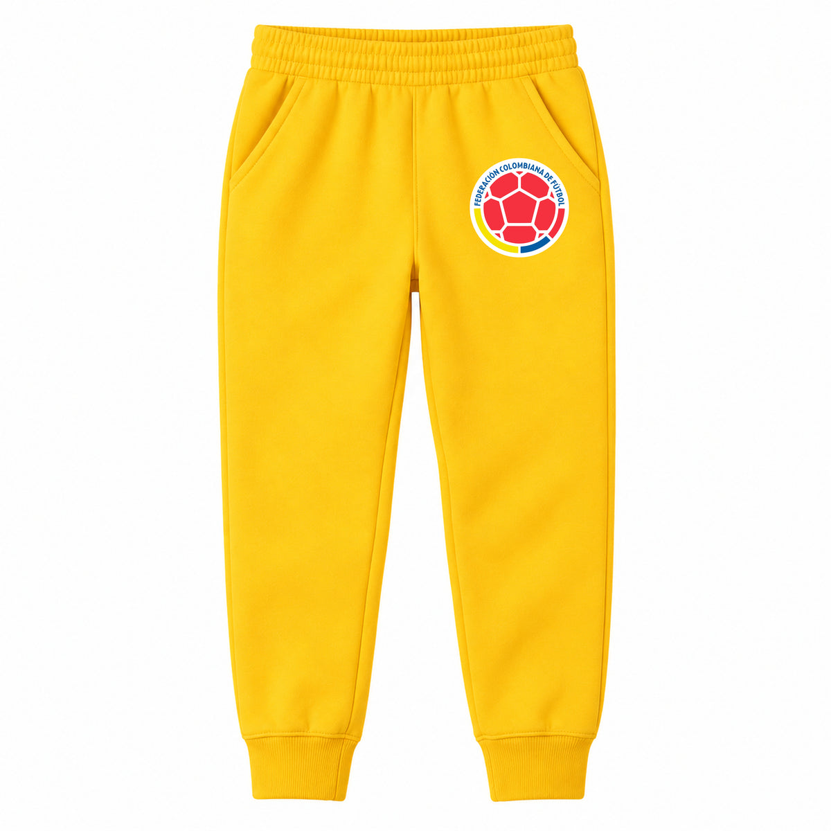 Colombia National Soccer Team youth jogger sweatpants, Yellow, Youth Large ages 10–12