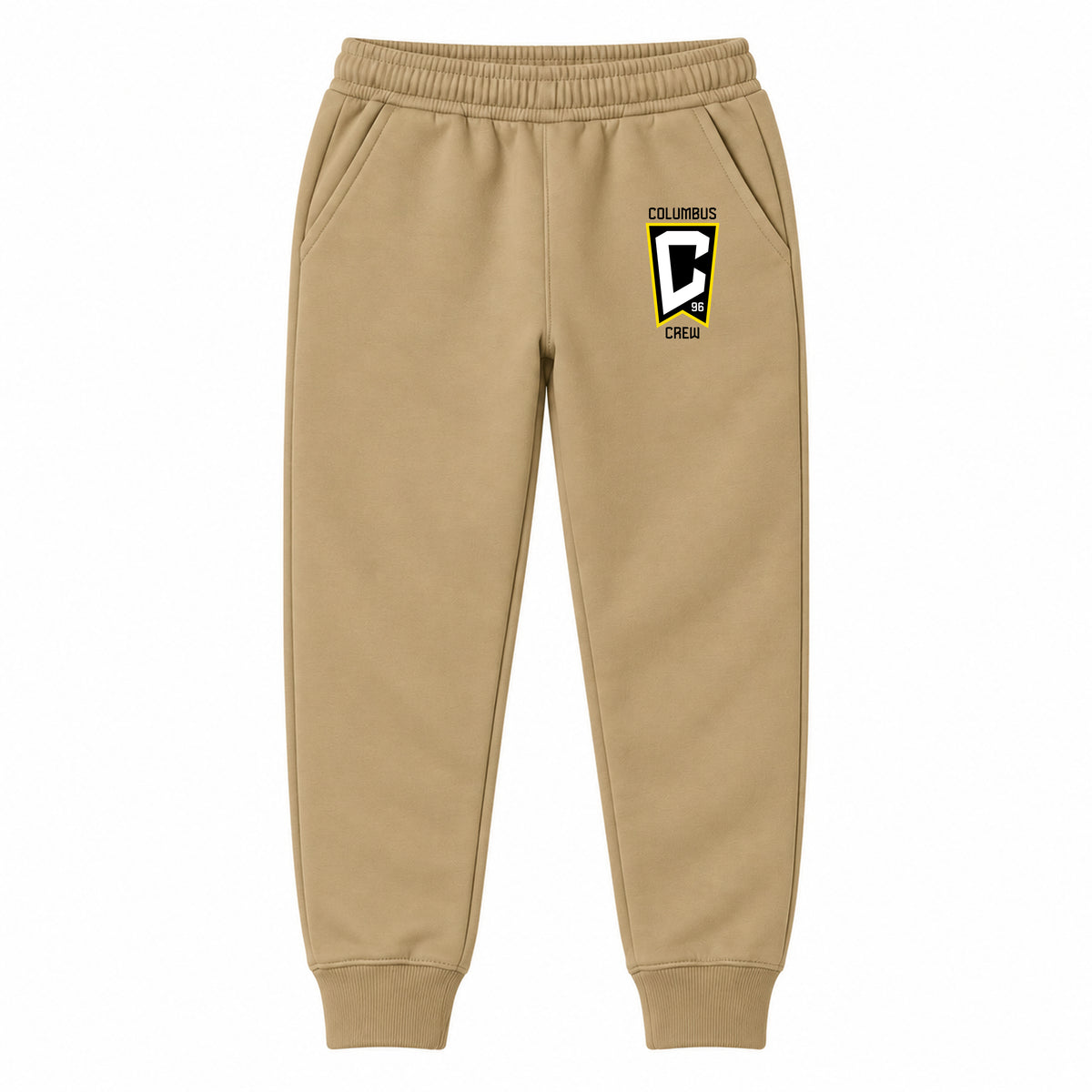 Columbus Crew FC youth jogger sweatpants, Khaki, Youth Large ages 10–12