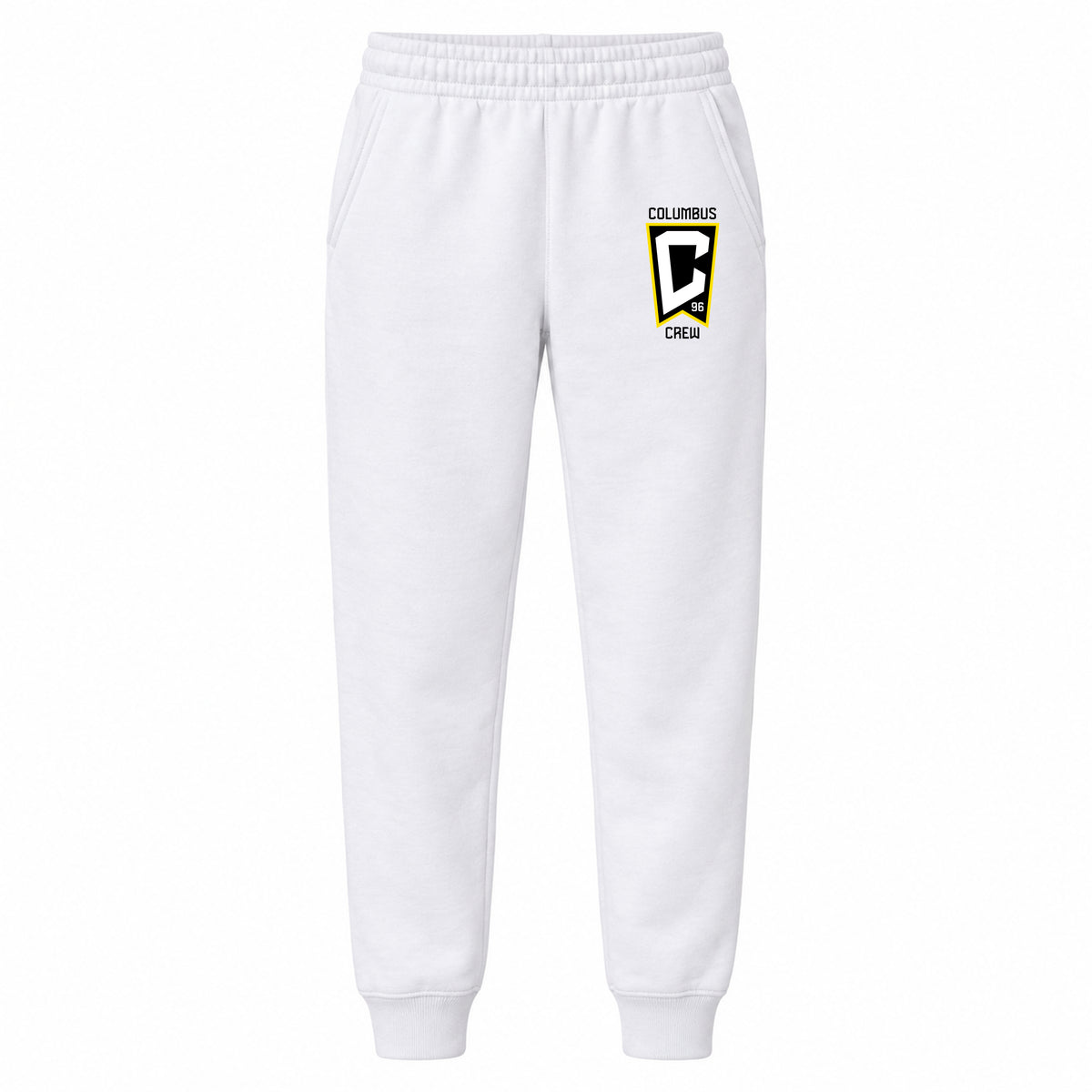 Columbus Crew FC youth jogger sweatpants, White, Youth Large ages 10–12