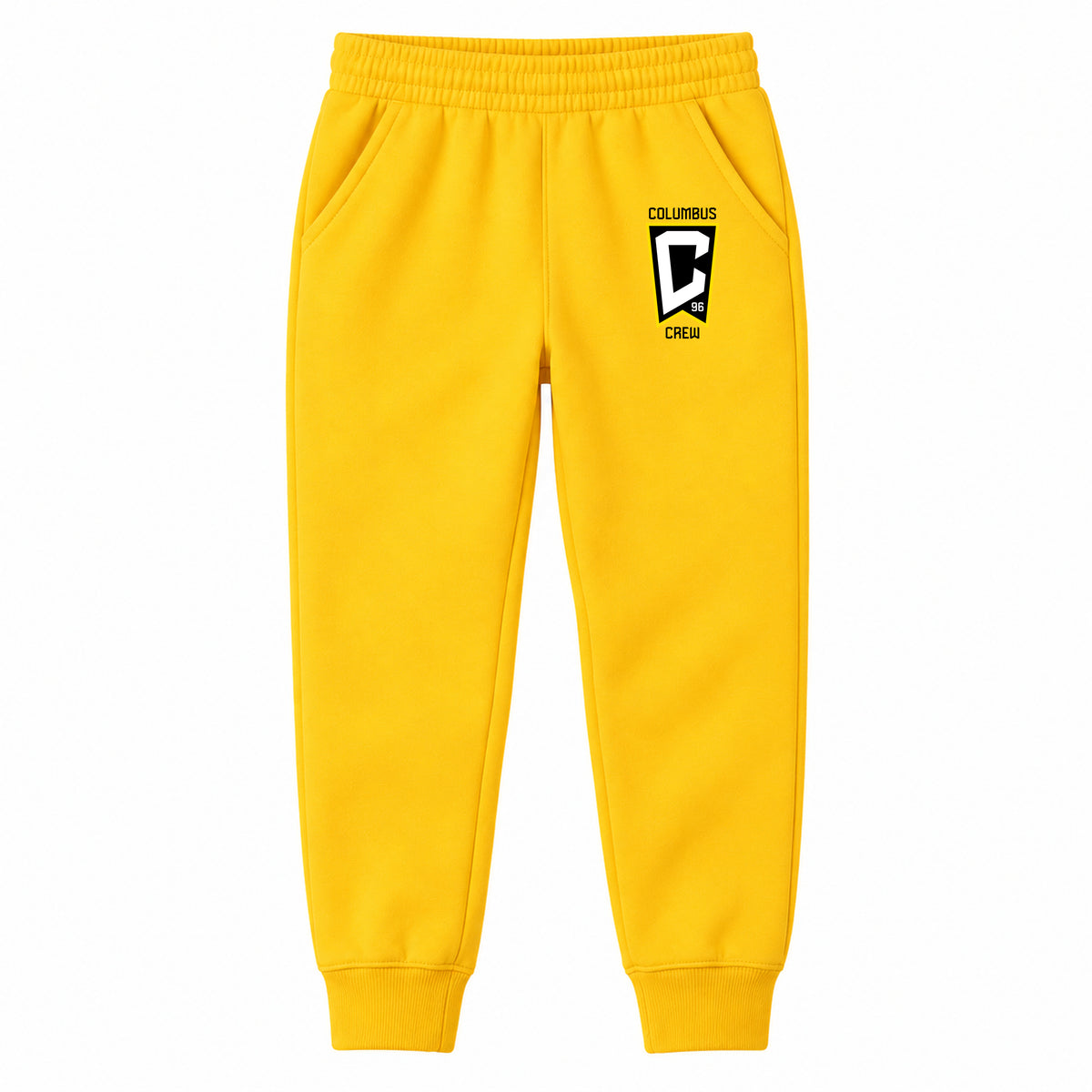 Columbus Crew FC youth jogger sweatpants, Yellow, Youth Large ages 10–12