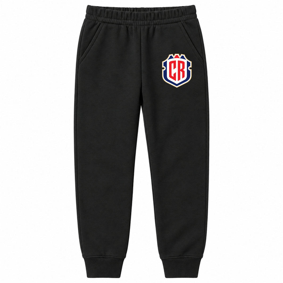 Costa Rica National Soccer Team youth jogger sweatpants, Black, Youth Large ages 10–12