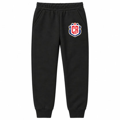 Costa Rica National Soccer Team youth jogger sweatpants, Black, Youth Large ages 10–12