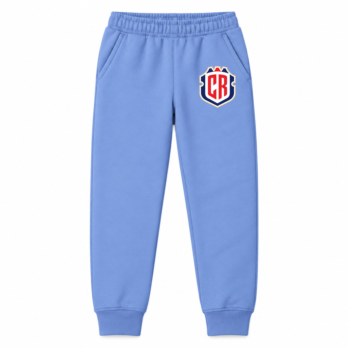 Costa Rica National Soccer Team youth jogger sweatpants, Carolina Blue, Youth Large ages 10–12
