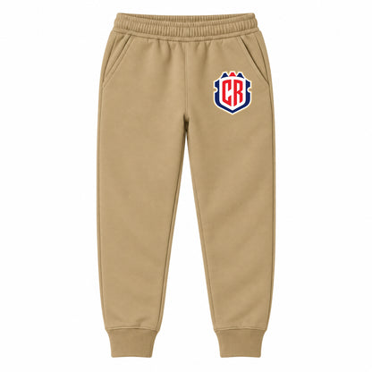 Costa Rica National Soccer Team youth jogger sweatpants, Khaki, Youth Large ages 10–12