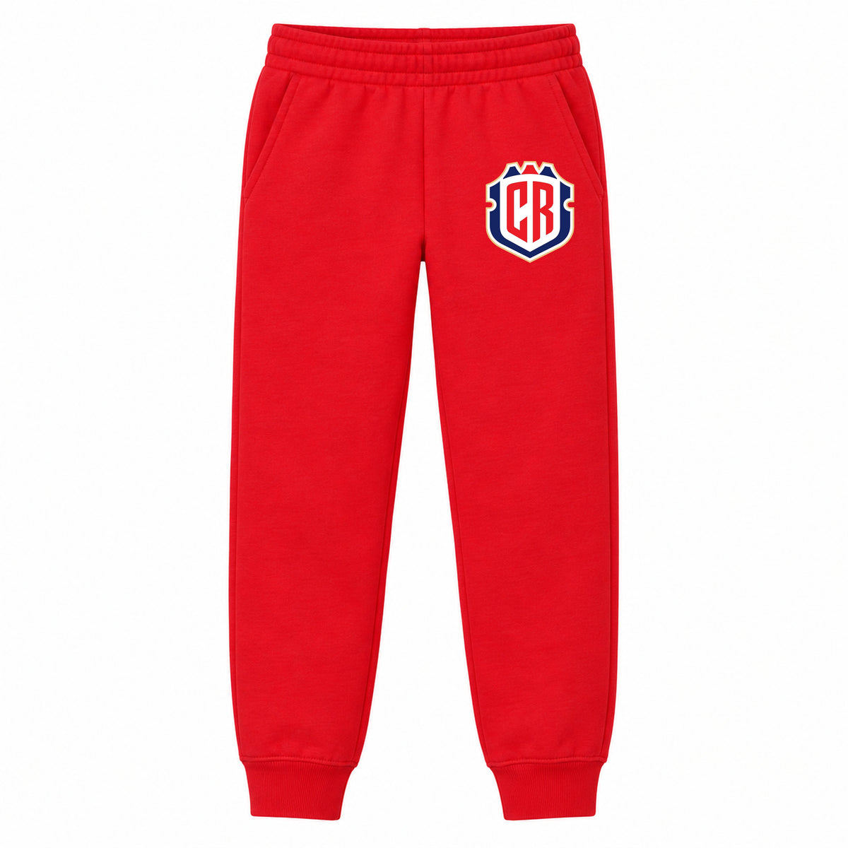 Costa Rica National Soccer Team youth jogger sweatpants, Red, Youth Large ages 10–12