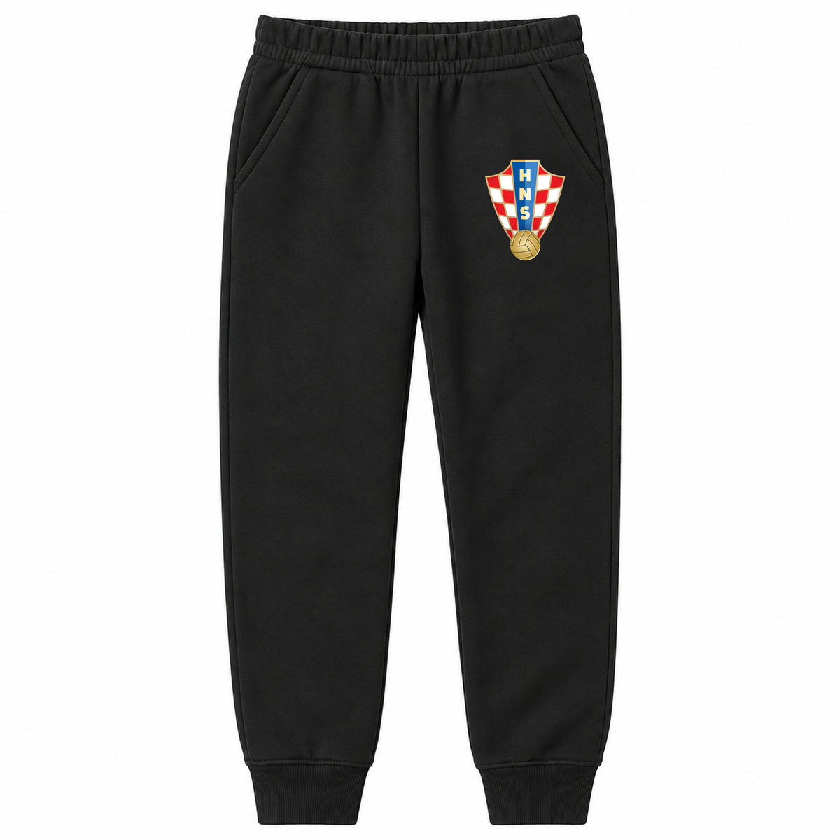 Croatia National Soccer Team youth jogger sweatpants, Black, Youth Large ages 10–12