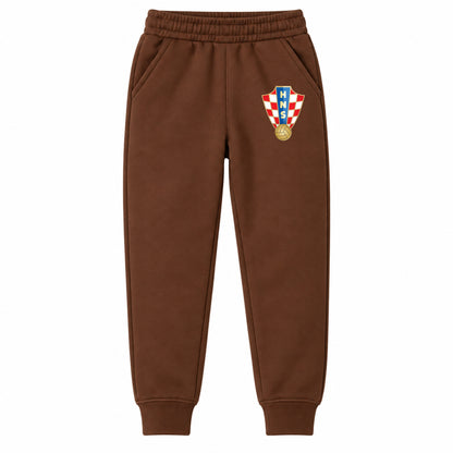 Croatia National Soccer Team youth jogger sweatpants, Brown, Youth Large ages 10–12