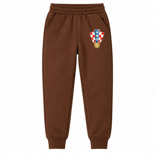 Croatia National Soccer Team youth jogger sweatpants, Brown, Youth Large ages 10–12