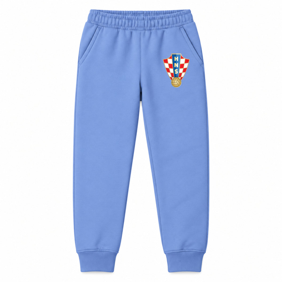 Croatia National Soccer Team youth jogger sweatpants, Carolina Blue, Youth Large ages 10–12