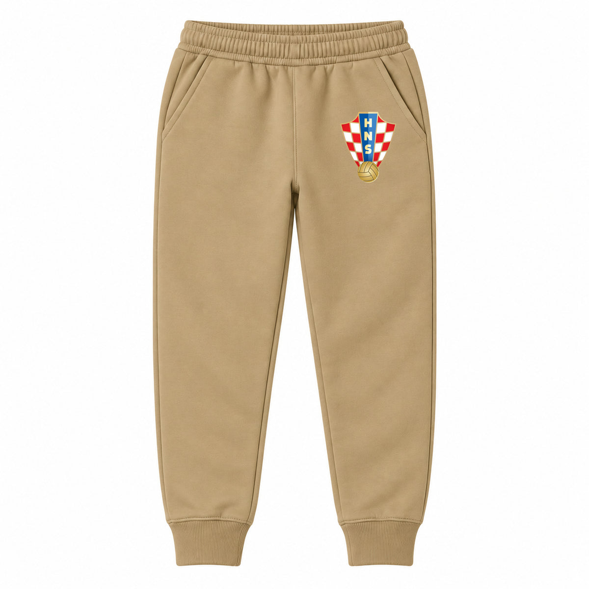 Croatia National Soccer Team youth jogger sweatpants, Khaki, Youth Large ages 10–12