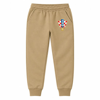 Croatia National Soccer Team youth jogger sweatpants, Khaki, Youth Large ages 10–12