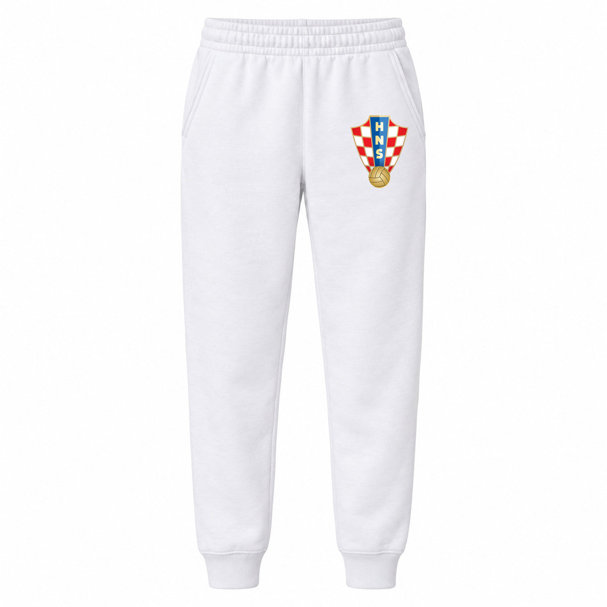 Croatia National Soccer Team youth jogger sweatpants, White, Youth Large ages 10–12