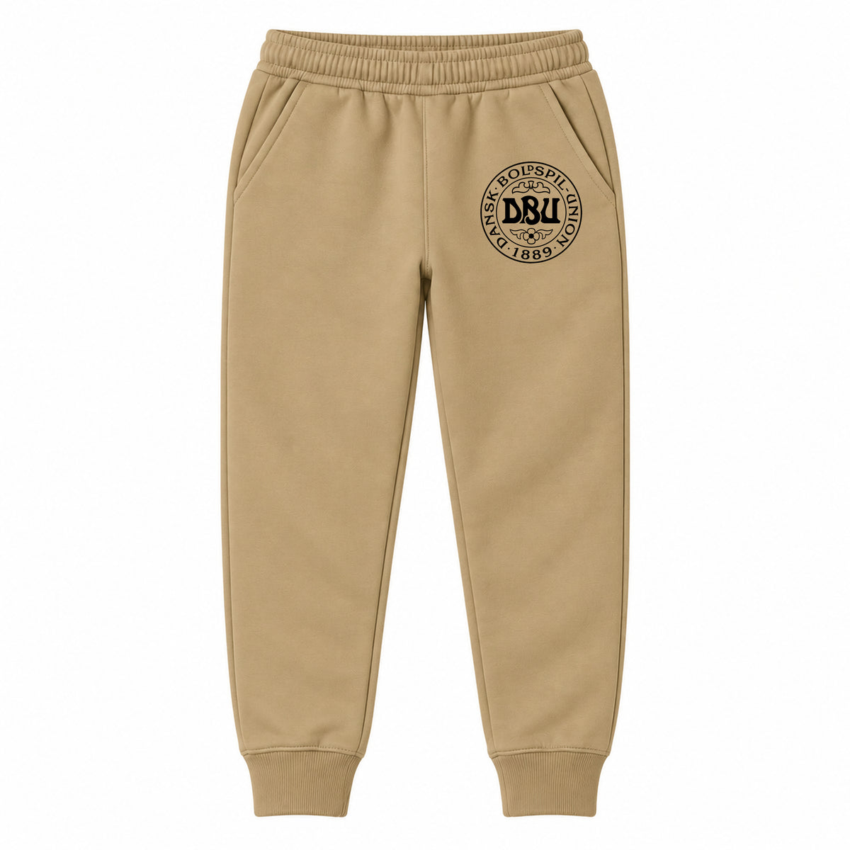 Denmark Soccer youth jogger sweatpants, Khaki, Youth Large ages 10–12