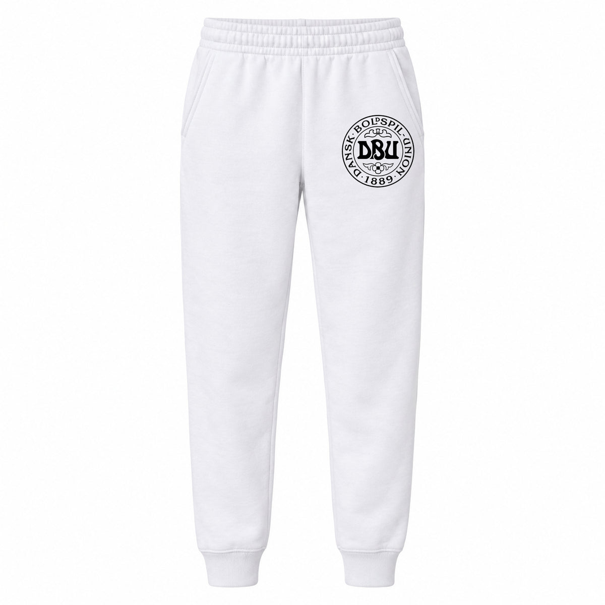 Denmark Soccer youth jogger sweatpants, White, Youth Large ages 10–12