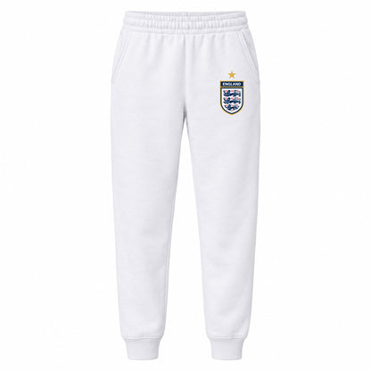 England National Soccer Team youth jogger sweatpants, White, Youth Large ages 10–12