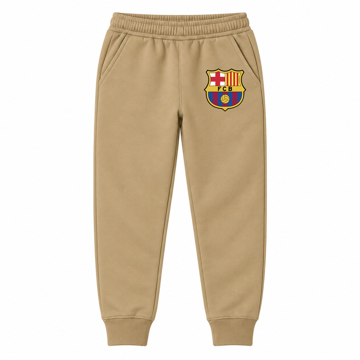 F.C. Barcelona Soccer youth jogger sweatpants, Khaki, Youth Large ages 10–12