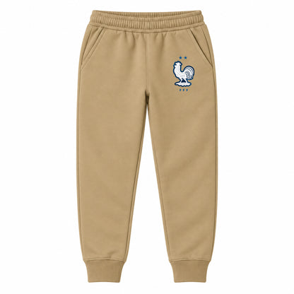 France National Soccer Team youth jogger sweatpants, Khaki, Youth Large ages 10–12