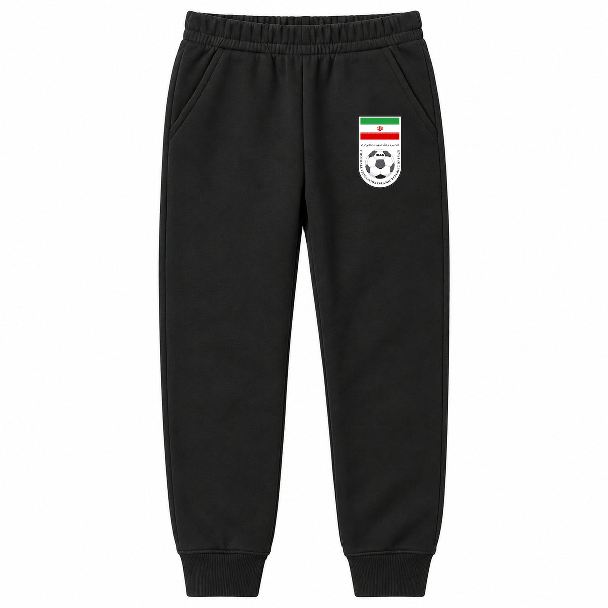 Iran National Soccer Team youth jogger sweatpants, Black, Youth Large ages 10–12