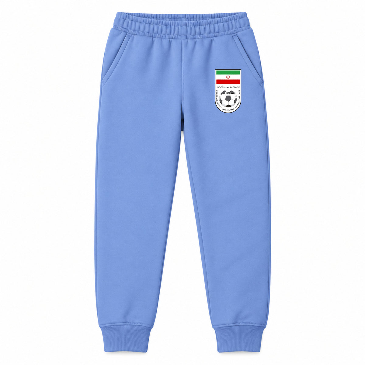Iran National Soccer Team youth jogger sweatpants, Carolina Blue, Youth Large ages 10–12