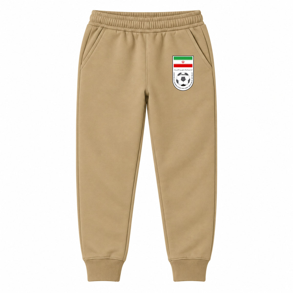 Iran National Soccer Team youth jogger sweatpants, Khaki, Youth Large ages 10–12