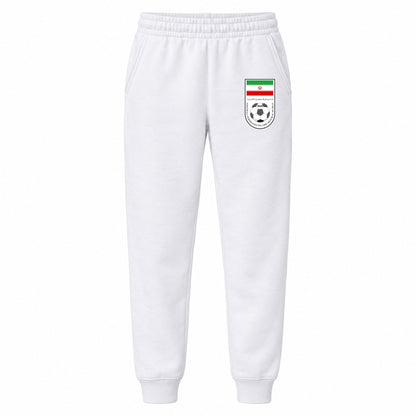 Iran National Soccer Team youth jogger sweatpants, White, Youth Large ages 10–12