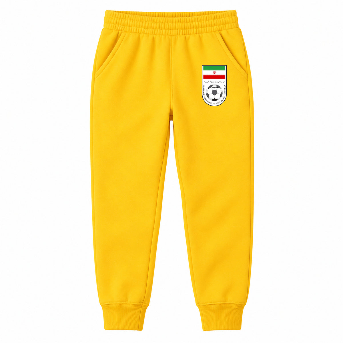 Iran National Soccer Team youth jogger sweatpants, Yellow, Youth Large ages 10–12