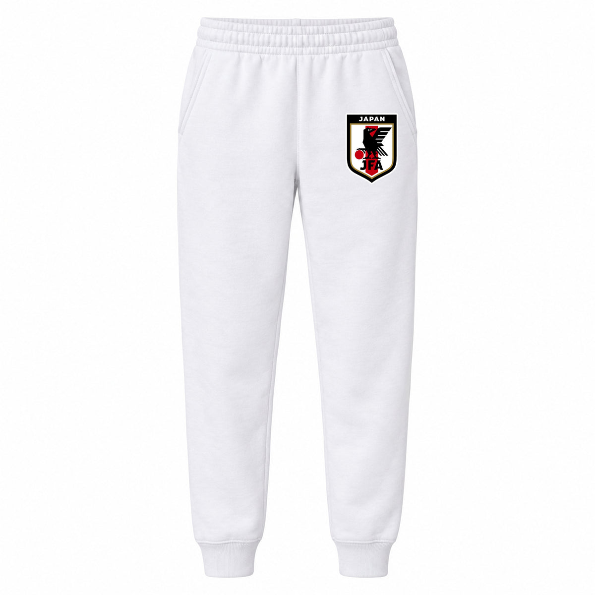 Japan National Soccer Team youth jogger sweatpants, White, Youth Large ages 10–12