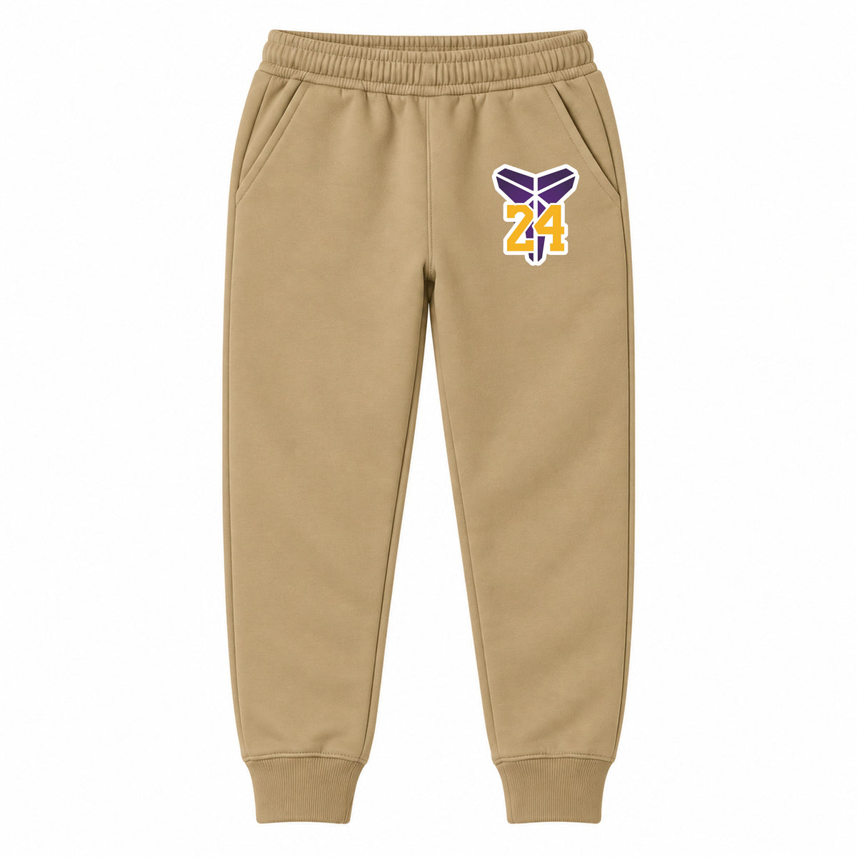 Kobe Bryant Mamba 24 youth jogger sweatpants, Khaki, Youth Large ages 10–12