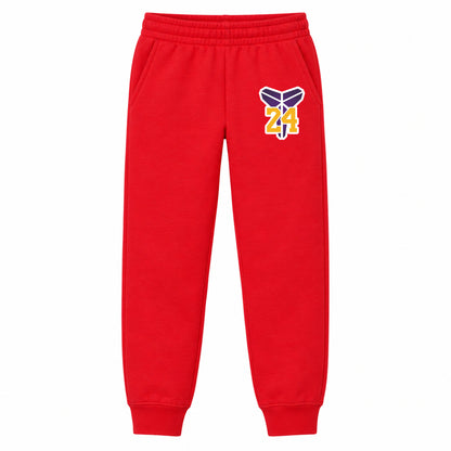 Kobe Bryant Mamba 24 youth jogger sweatpants, Red, Youth Large ages 10–12