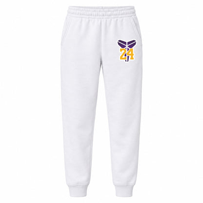 Kobe Bryant Mamba 24 youth jogger sweatpants, White, Youth Large ages 10–12