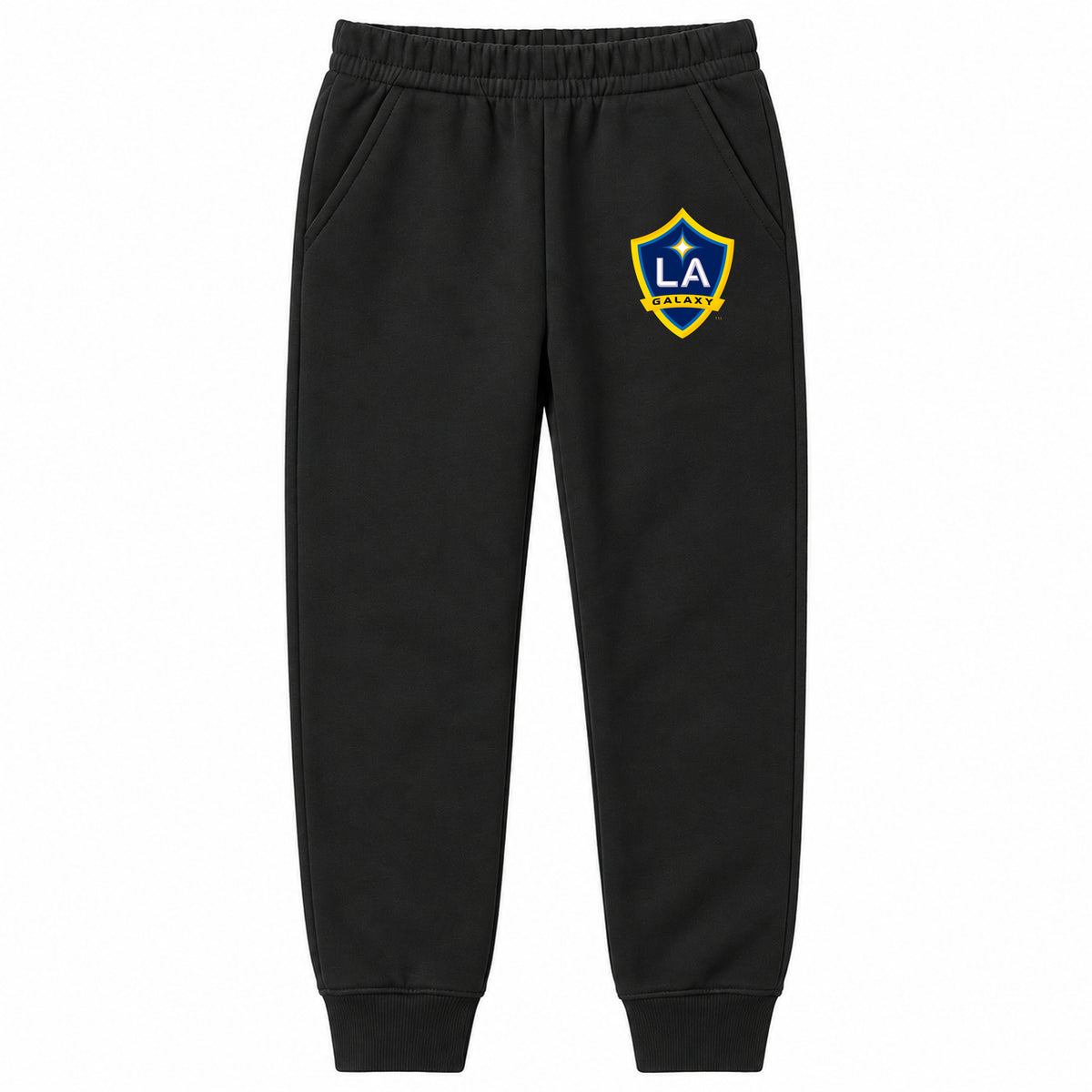 LA Galaxy FC youth jogger sweatpants, Black, Youth Large ages 10–12