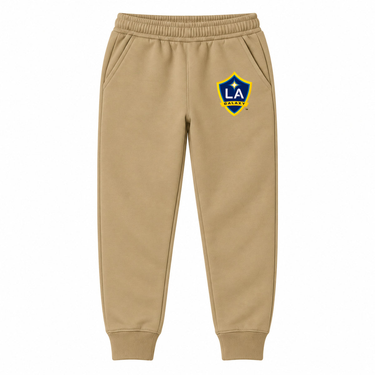 LA Galaxy FC youth jogger sweatpants, Khaki, Youth Large ages 10–12