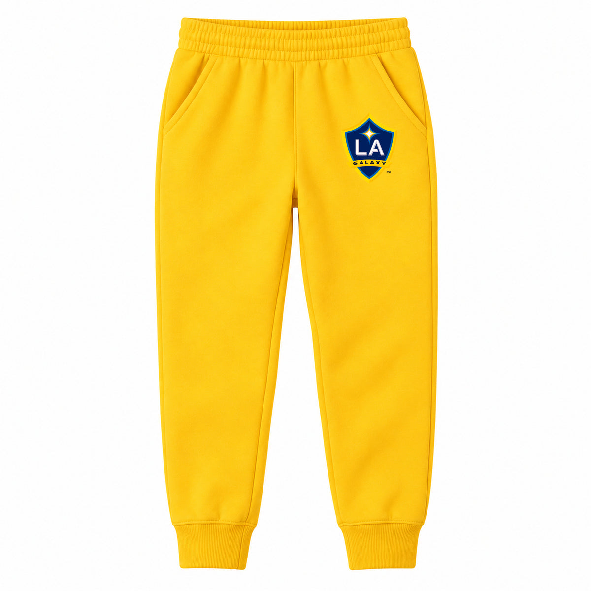 LA Galaxy FC youth jogger sweatpants, Yellow, Youth Large ages 10–12