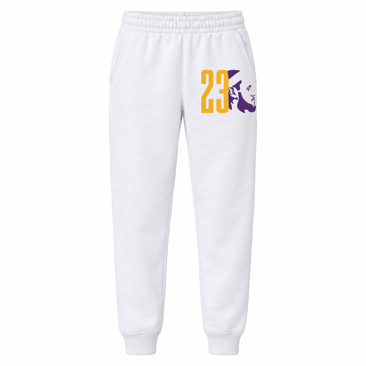 Lebron James 23 youth jogger sweatpants, White, Youth Large ages 10–12