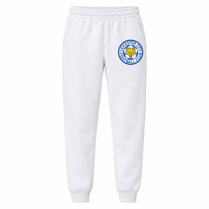 Leicester City FC youth jogger sweatpants, White, Youth Large ages 10–12