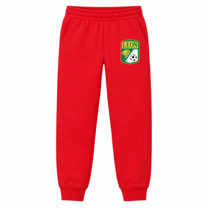 Leon FC youth jogger sweatpants, Red, Youth Large ages 10–12