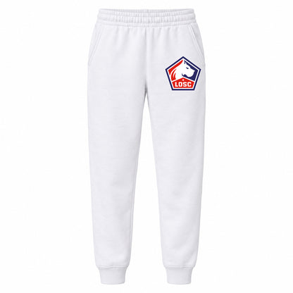 Lille Olympique FC youth jogger sweatpants, White, Youth Large ages 10–12