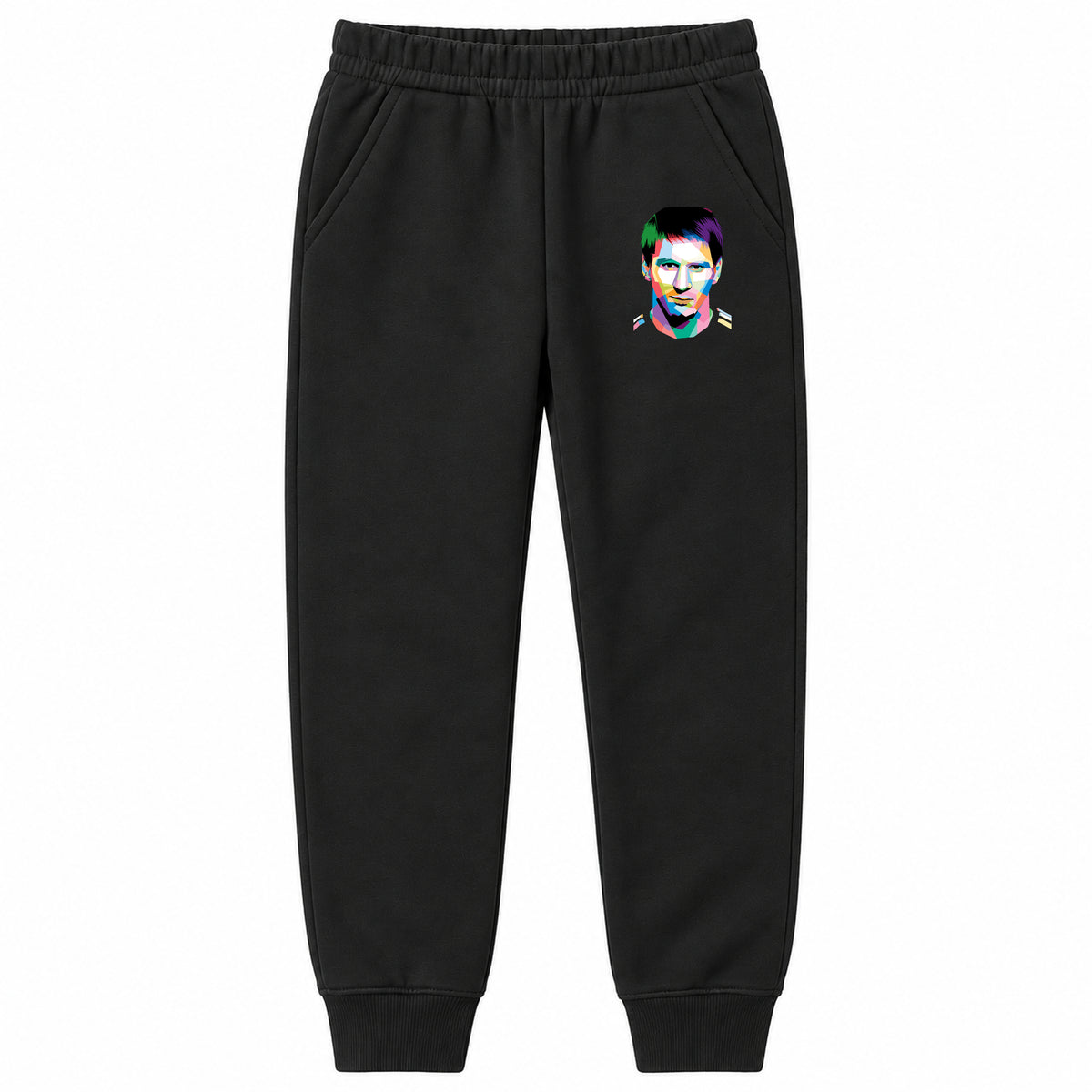 Lionel Messi Face Art Soccer youth jogger sweatpants, Black, Youth Large ages 10–12